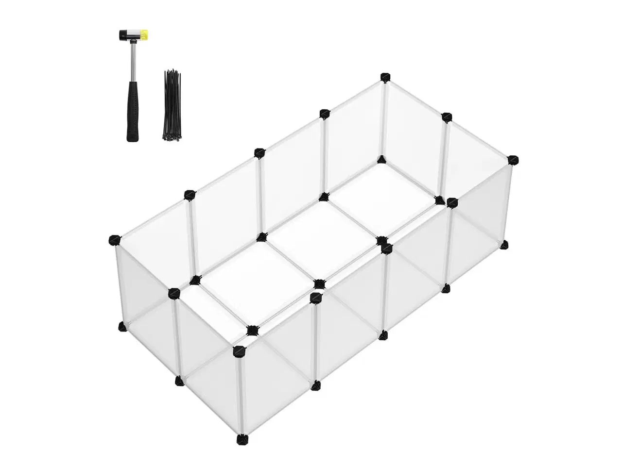 Billede 1 - Kæledyrs løbegård med bund indendørs modulær plastikbur til smådyr, hvid, 125 × 63 × 42 cm (LPC001W01)