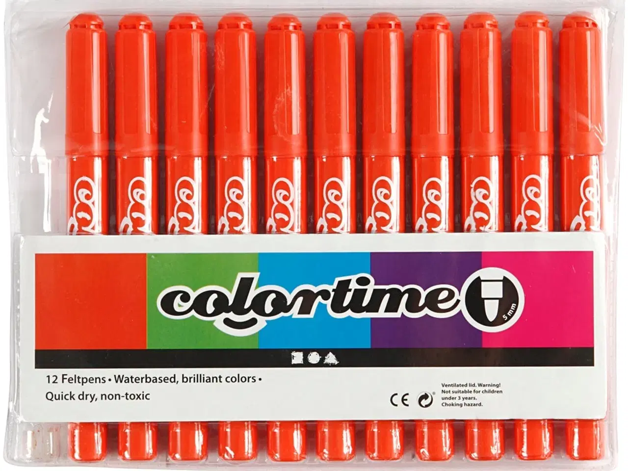 Billede 1 - Colortime Tusch 5 mm - Mørk Orange, 12 stk.