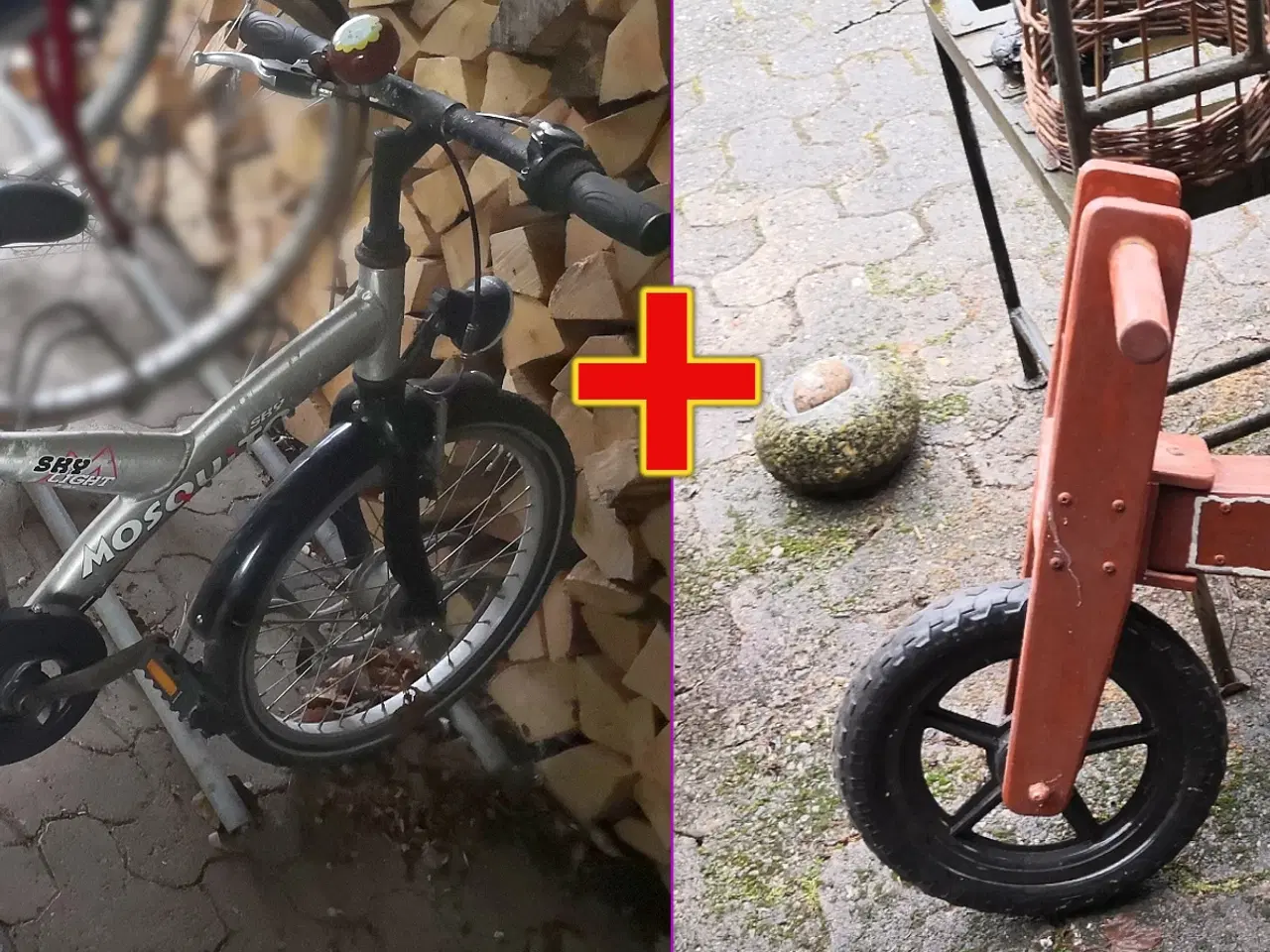 Billede 1 - 2 x CYKLER: Børnecykel & Flot LØBEcykel i træ