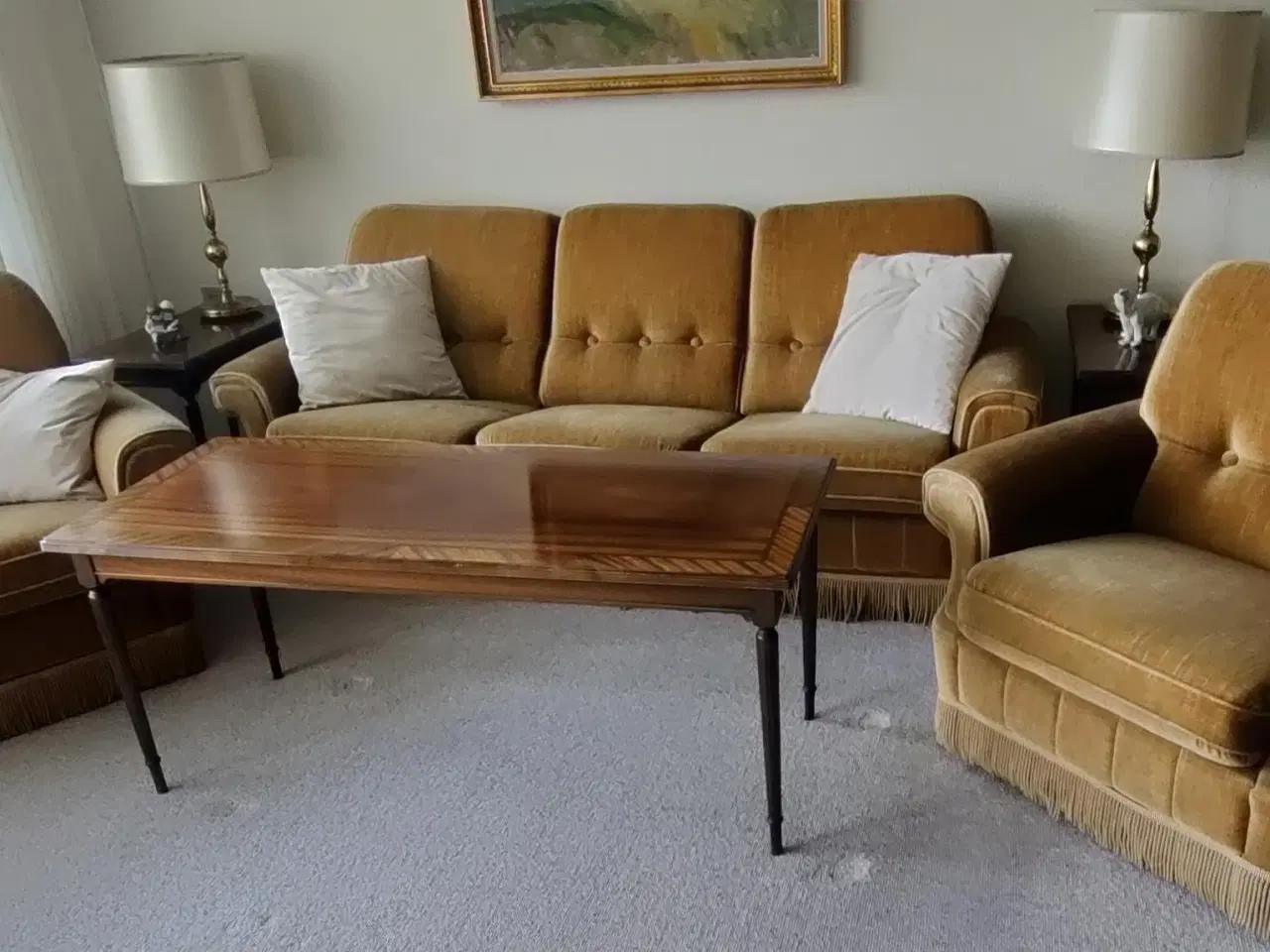 Billede 1 - Flot sofagruppe inkl. maghoniborde