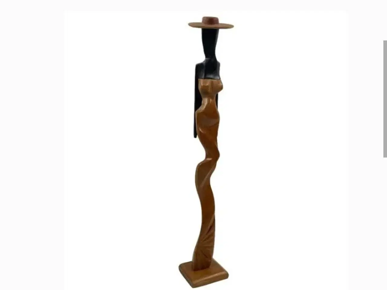 Billede 1 - Smuk træ skulptur af sort kvinde med hat