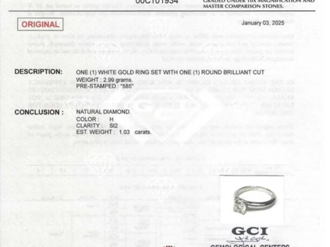 Billede 6 - Naturlig Diamantring 1.03ct