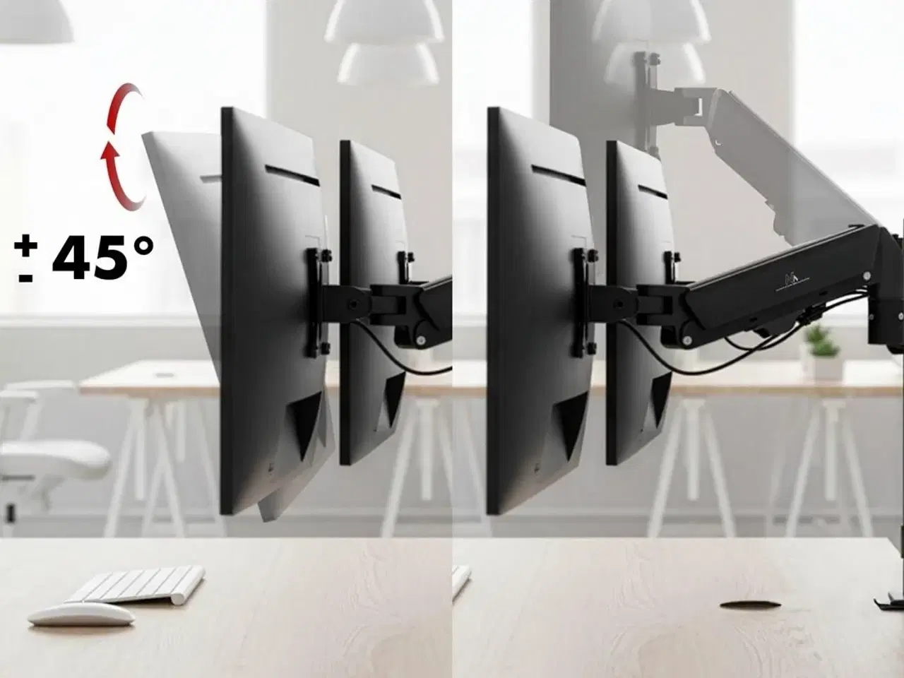 Billede 8 - Maclean MC-136 dobbelt skærmholder med gasfjeder 17–32" – sort