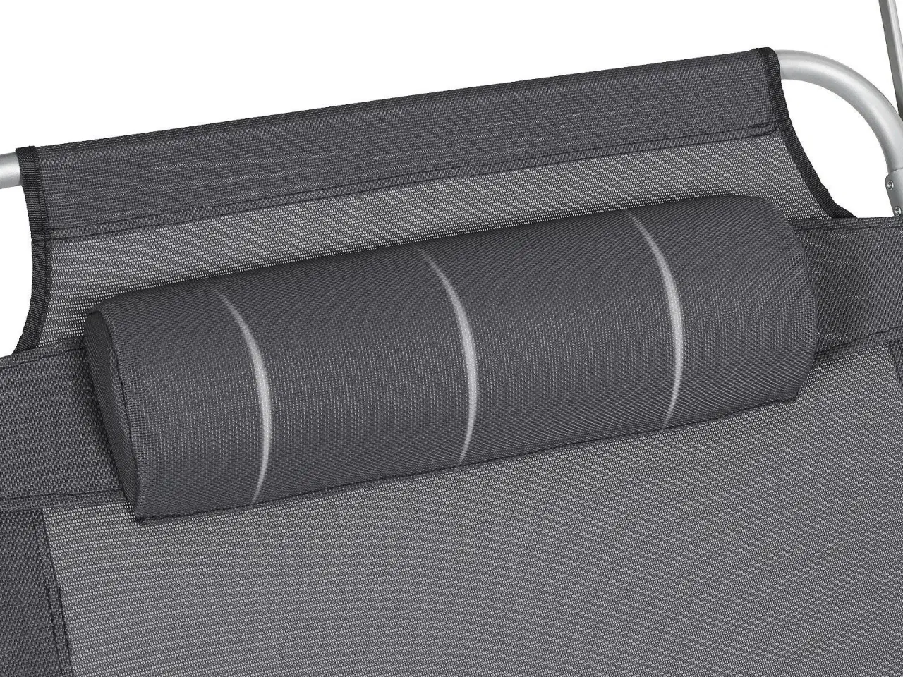 Billede 7 - Solseng med ryglæn og solskærm - foldbar liggestol 71 × 200 × 38 cm, 150 kg, røggrå