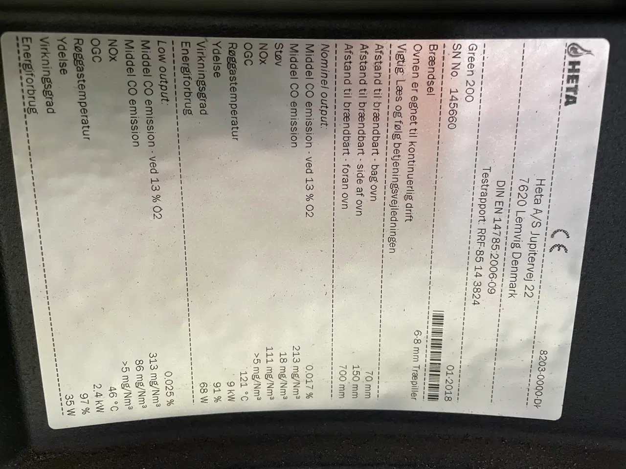 Billede 3 - Heta Green 200 med skorsten og glasplade