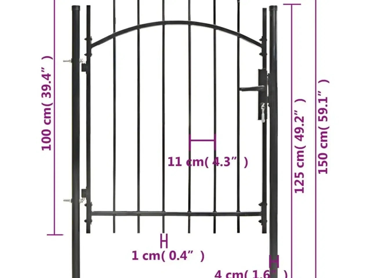 Billede 5 - Havelåge stål 1 x 1,5 m sort