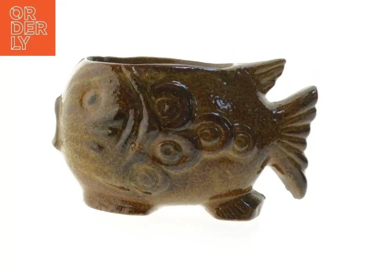 Billede 1 - Keramik fisk vase / skulptur (str. 14x7,5 cm)