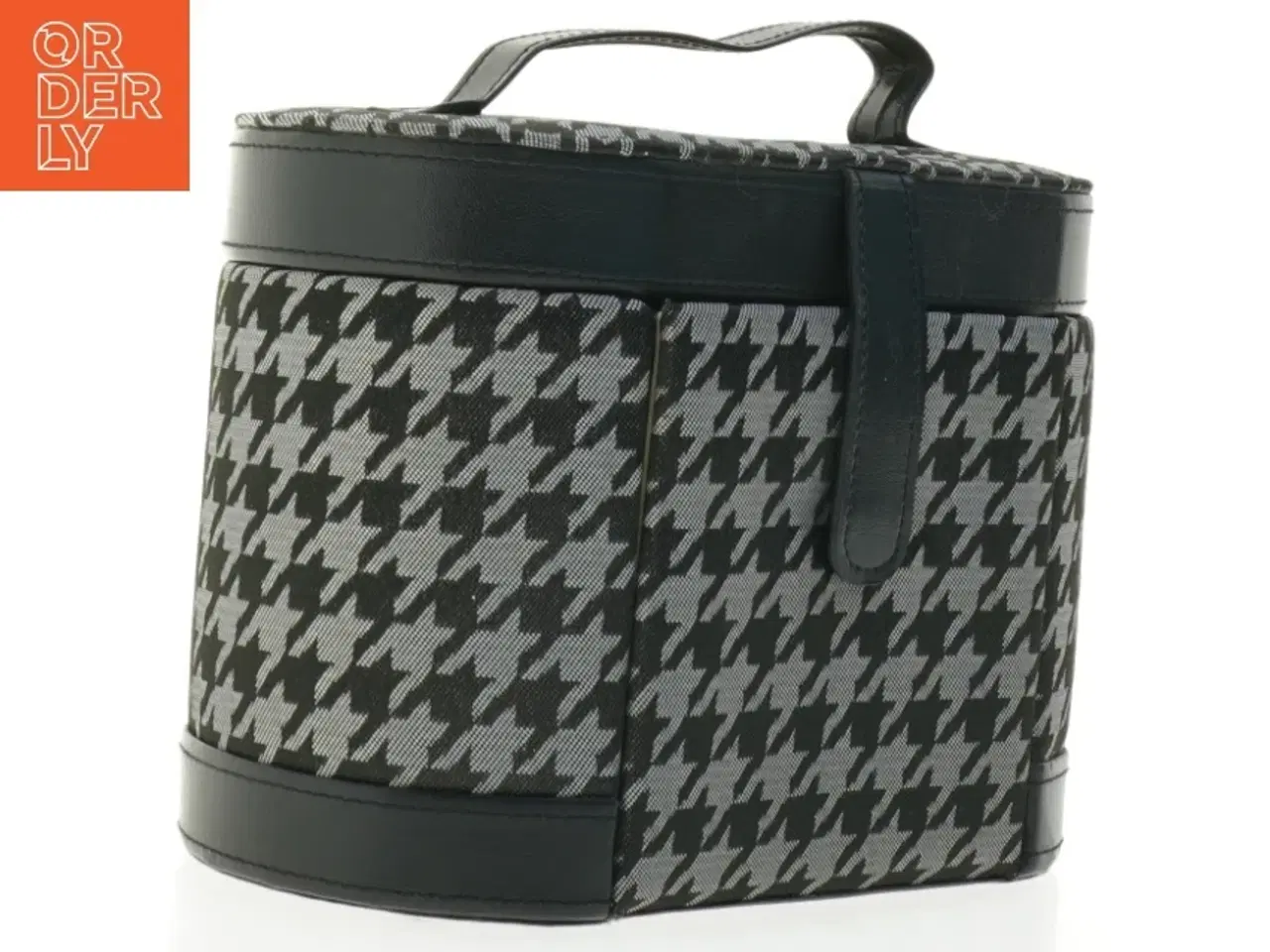 Billede 2 - Sminketaske eller smykkeboks med houndstooth mønster (str. 21,5 x 12 x 15,5 cm)