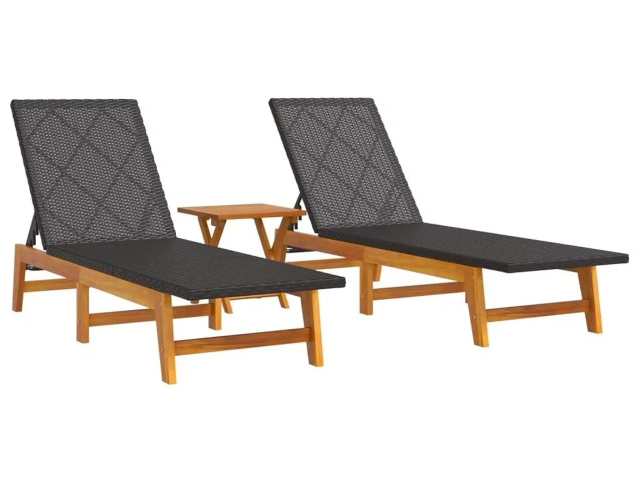 Billede 3 - Loungesæt til haven 3 dele polyrattan og massivt akacietræ