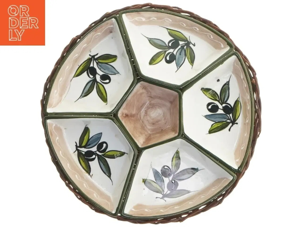Billede 1 - Opdelt serveringsfad med olivendesign (str. Ø 28 cm)