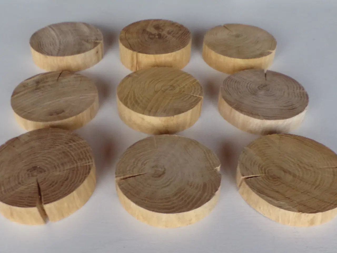 Billede 2 - 10 NYE Træskiver Egetræ ca. 9,5 cm 