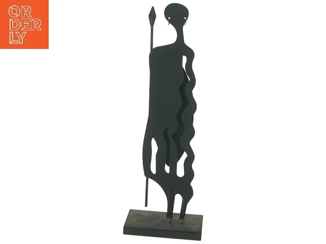 Billede 3 - Afrikansk figur med skjold (str. 28x9,5 cm)