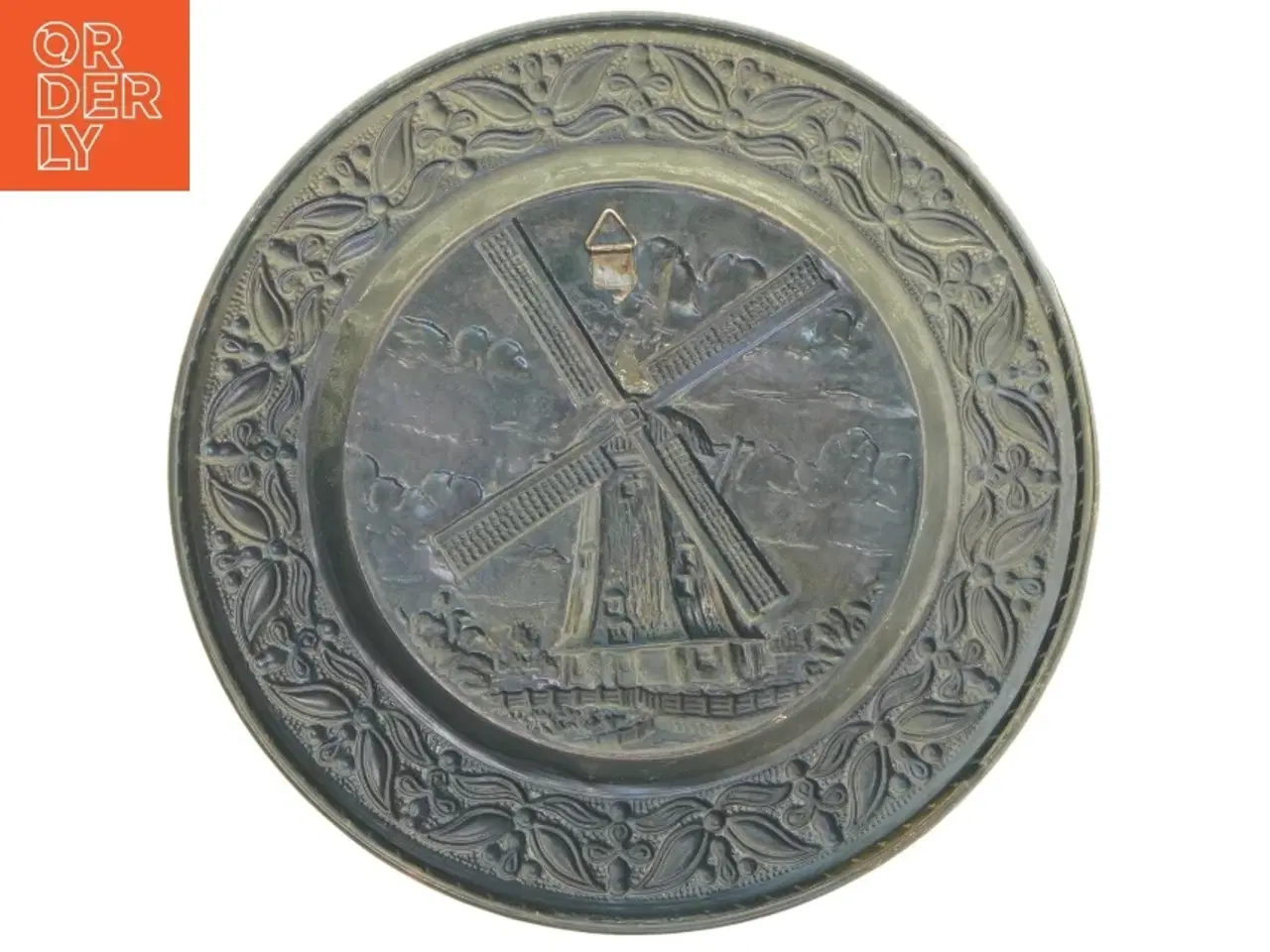 Billede 4 - kobber platte med vindmølle motiv (str. Ø 30x2 cm)