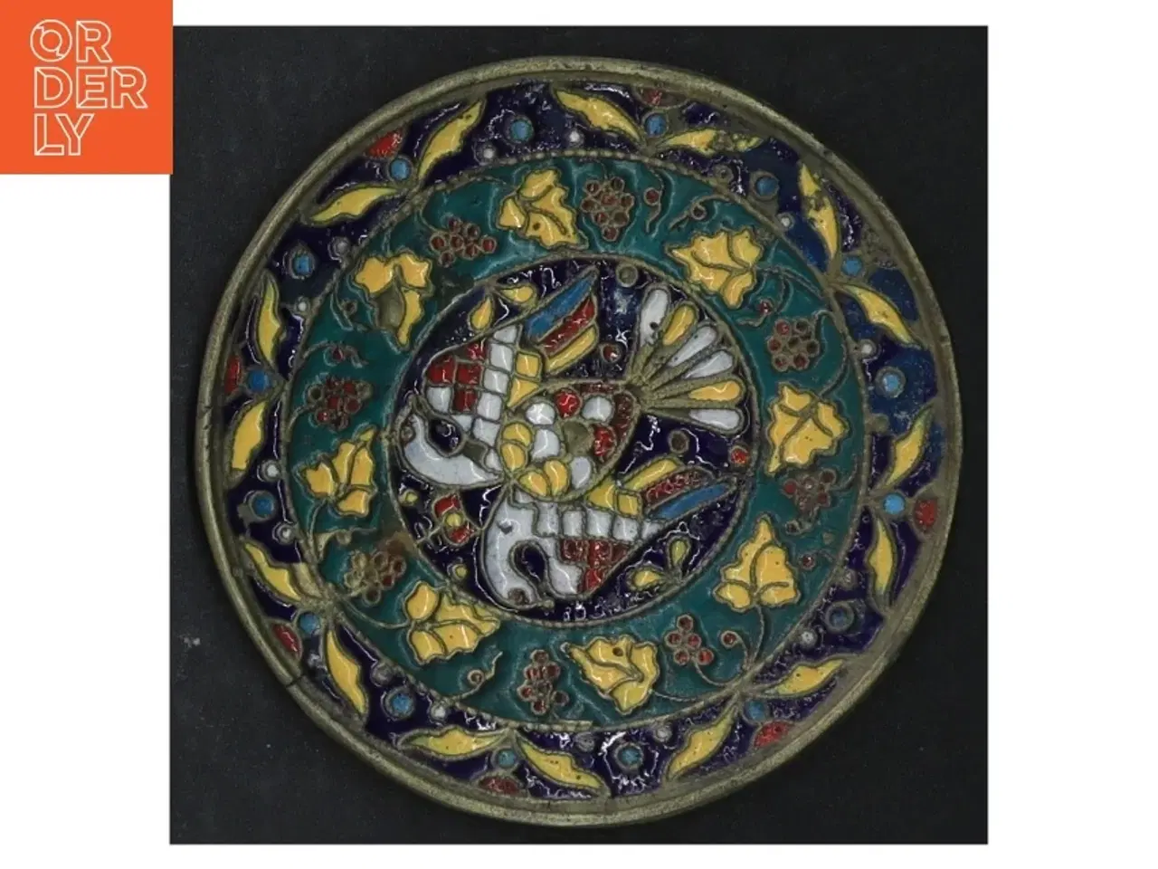 Billede 1 - Dekorativ Cloisonne emaljeret messing Fad (str. Ø. 12 cm)