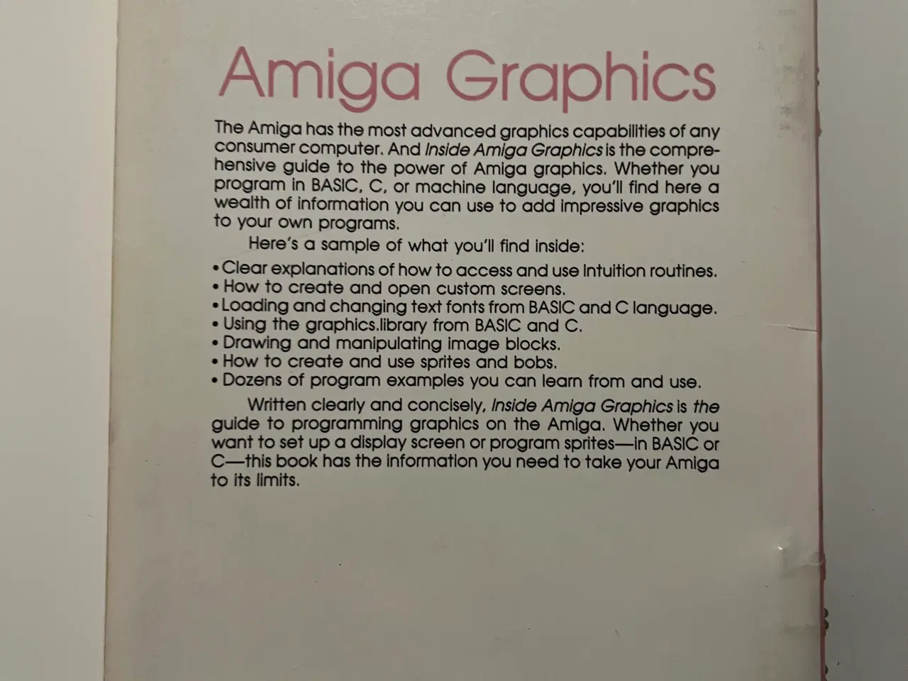 Billede 2 - Inside AMIGA Graphics, Manual