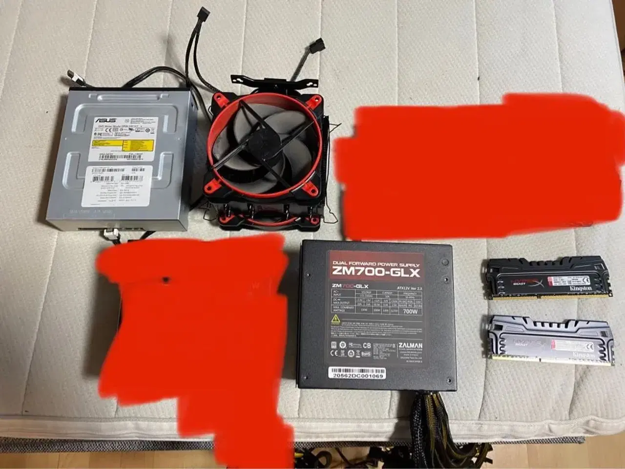 Billede 1 - Luftkøler, PSU, RAM og DVD