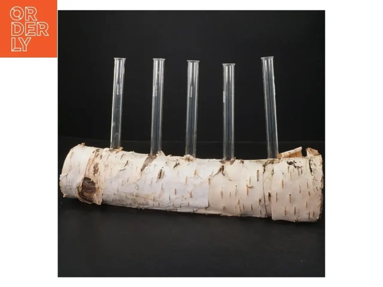 Billede 1 - Unik blomsterholder i birketræ med reagensglas (str. 35x21 cm)