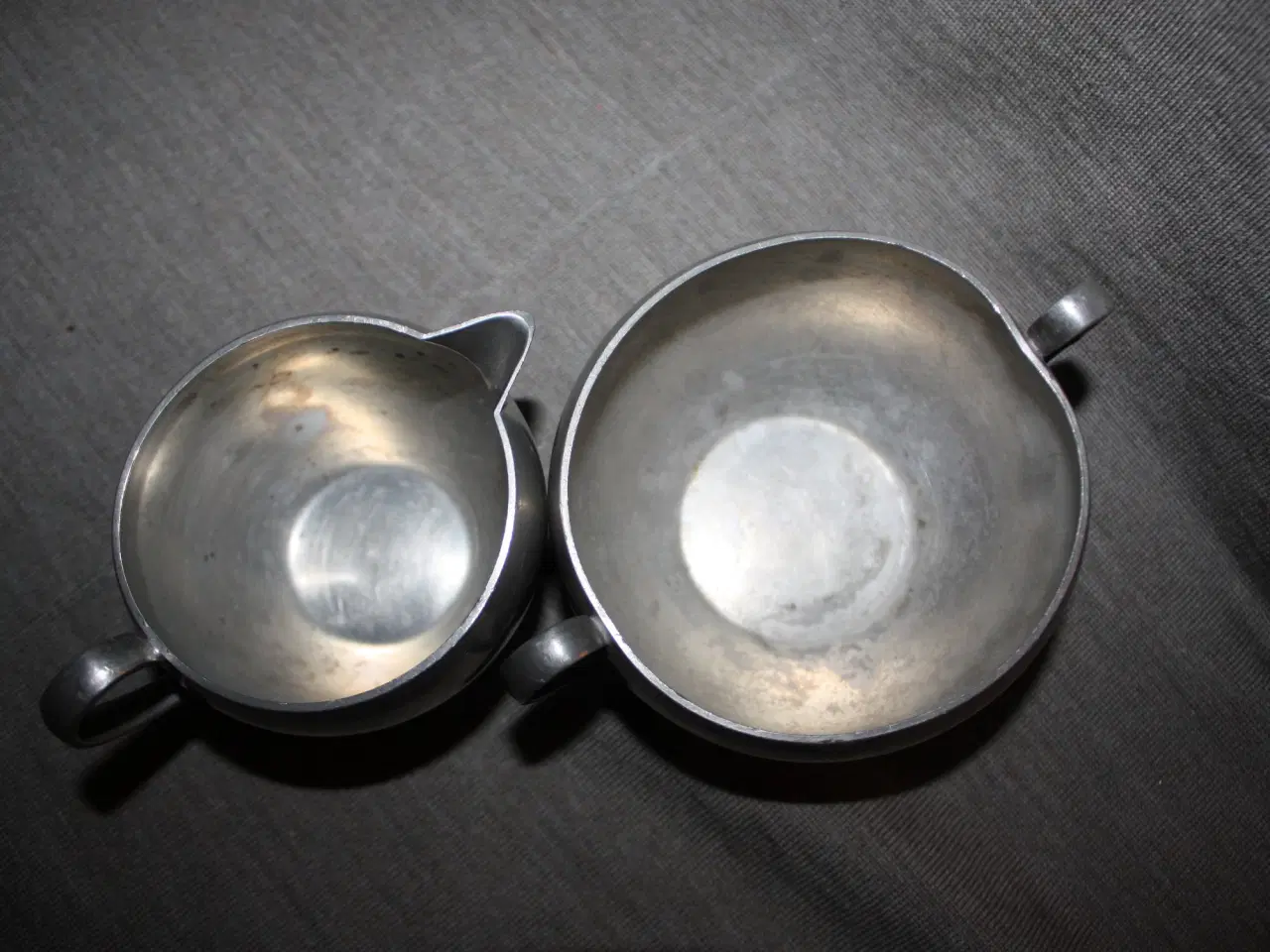 Billede 2 - Just Andersen sukkerskål samt flødekande af tin