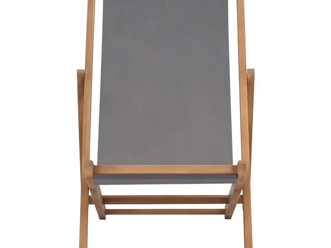 Billede 2 - Foldbar strandstol massivt teaktræ grå
