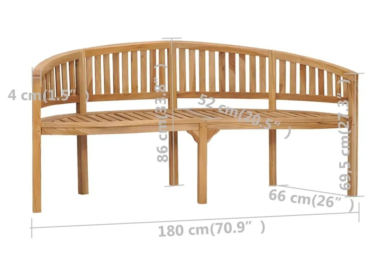 Billede 7 - Bananbænk 180 cm massivt teaktræ