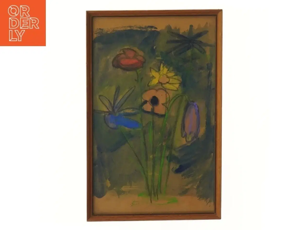 Billede 1 - Blomstermotiv i ramme (str. 34x22 cm)