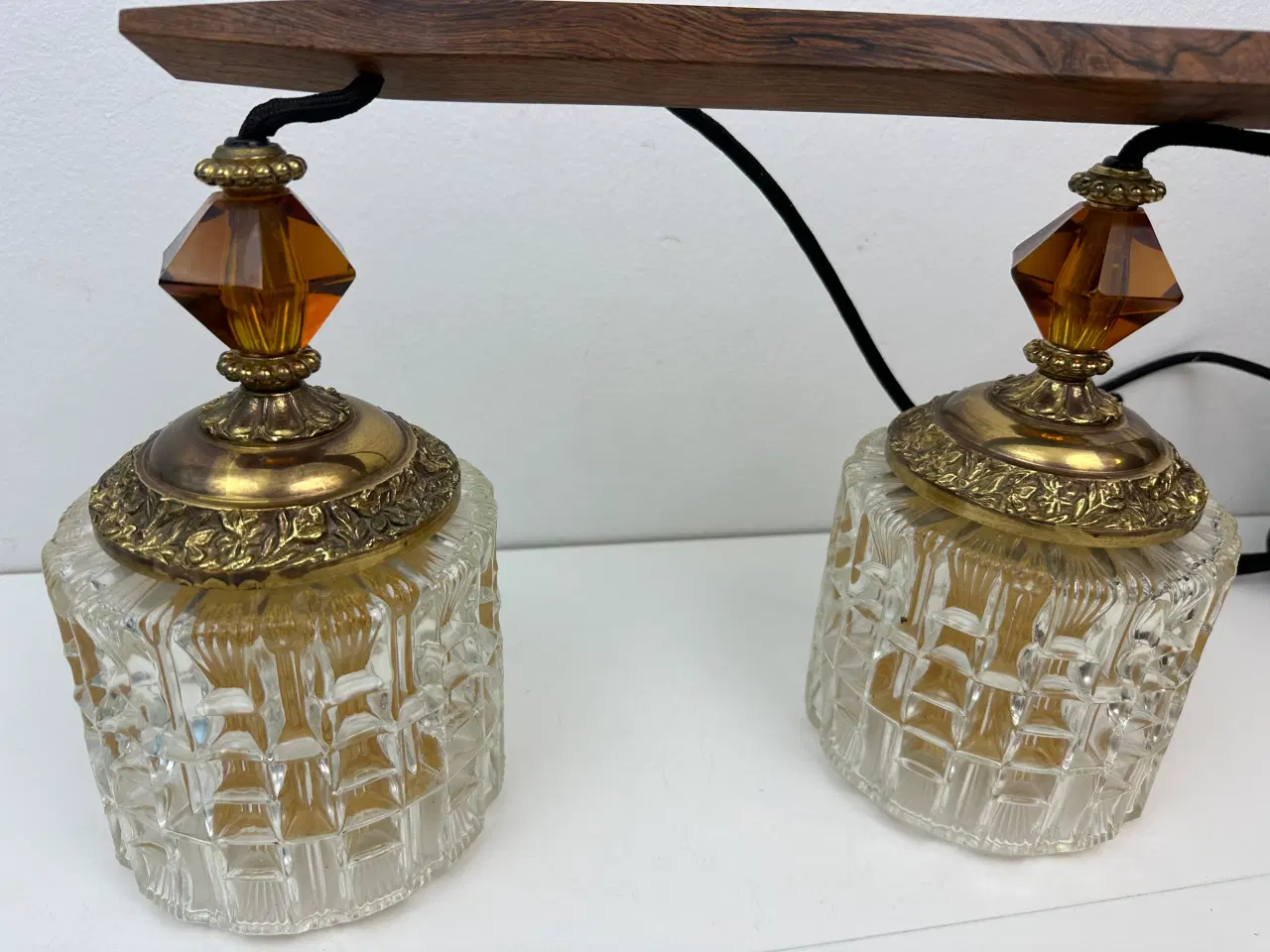 Billede 2 - Retro lampe i palisander, messing og glas