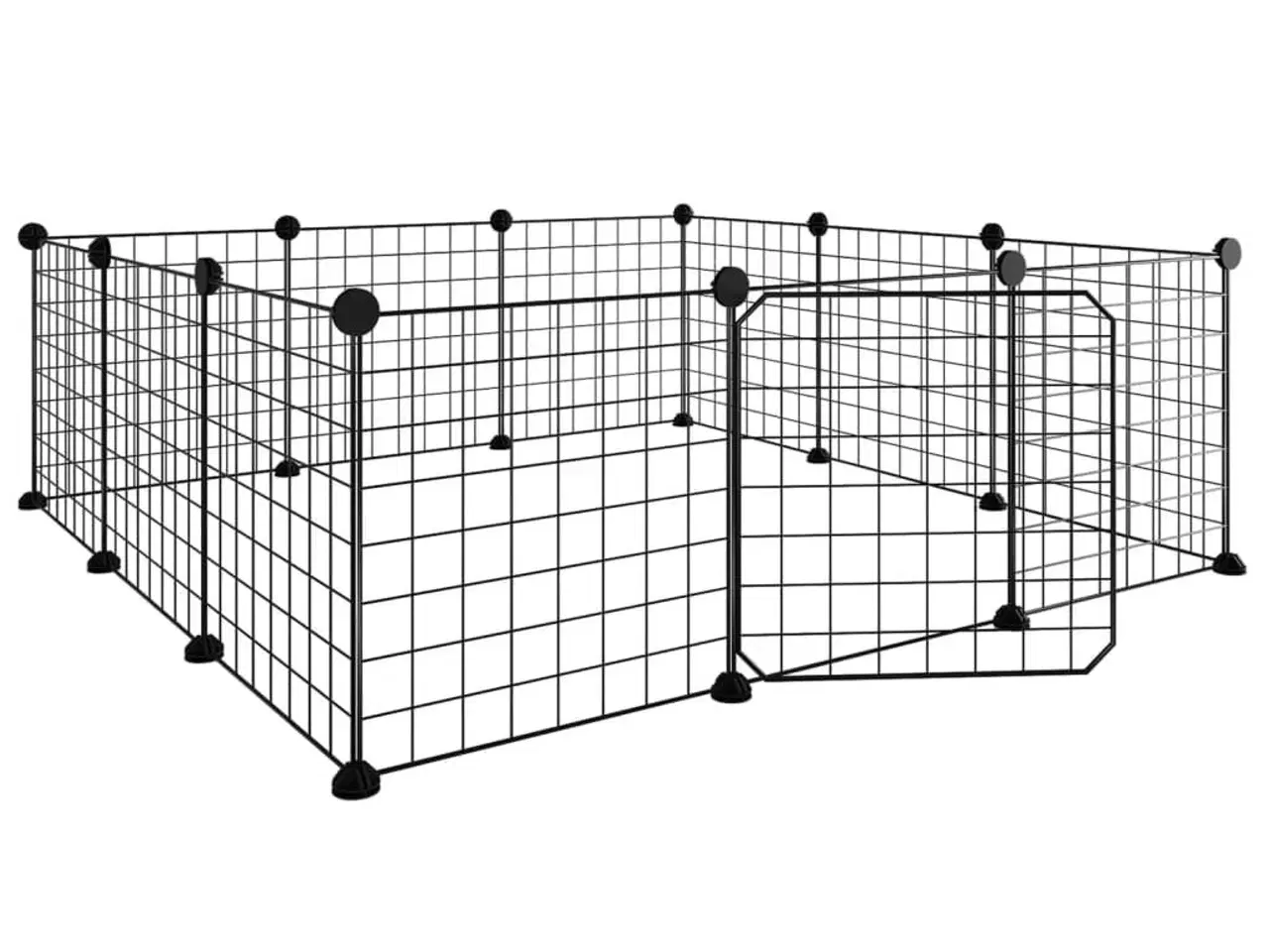 Billede 4 - 12-panels kæledyrsindhegning med låge 35x35 cm stål sort