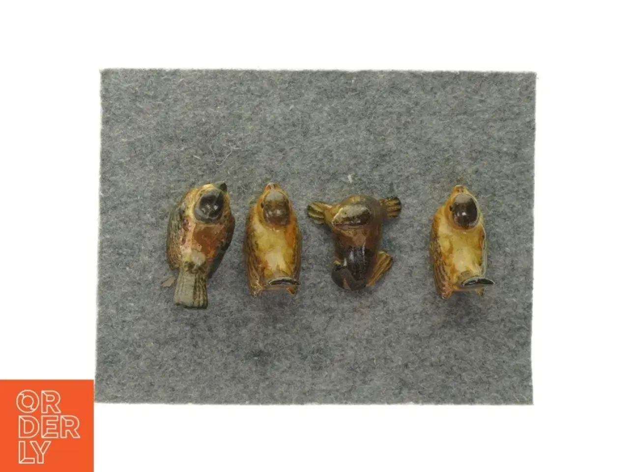 Billede 3 - Retro brunmeleret keramik. Dyrefigurer 4 styk af fugle (str. Cirka 7 x 3)