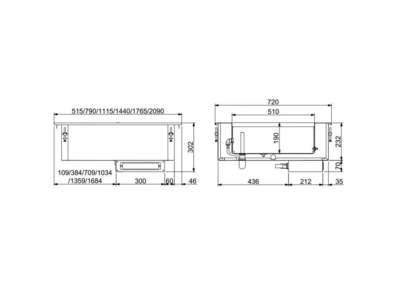 Billede 2 - Bain marie – 1440x720x302 mm – 4/1 GN