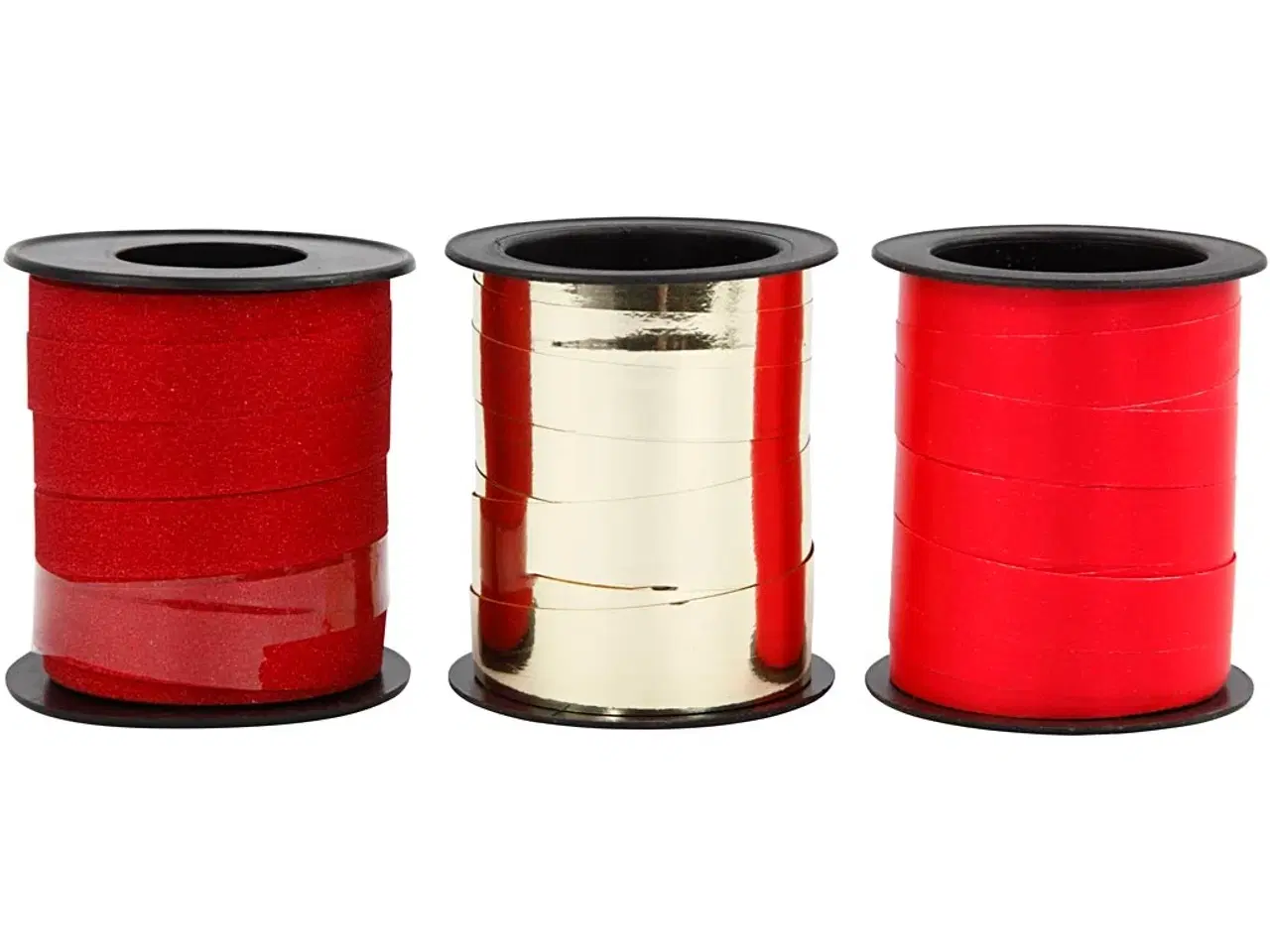 Billede 1 - Guld og Rød Glitter Gavebånd 10 mm - 3x15 m