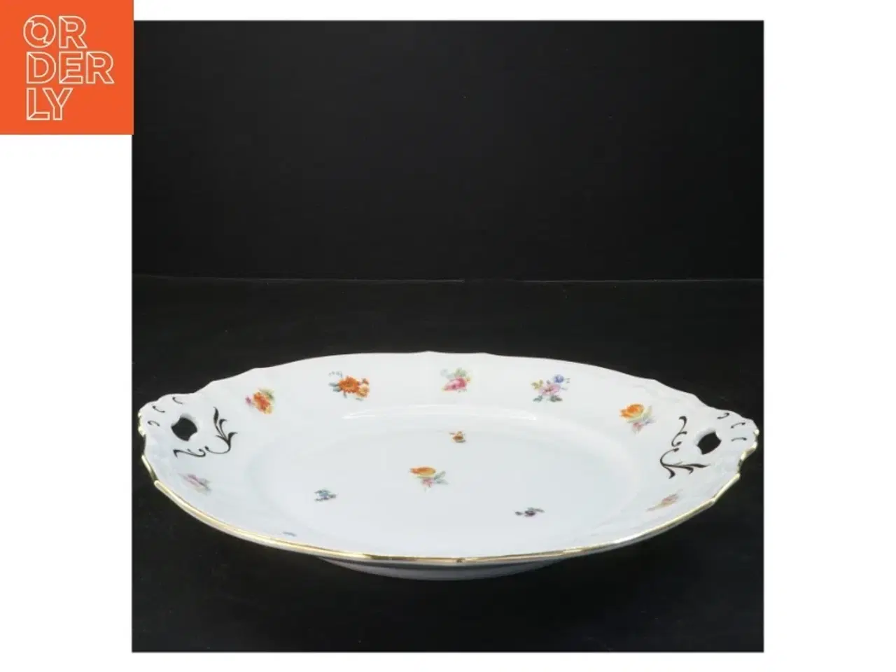 Billede 2 - Porcelænsfad med blomstermotiv (str. Ø 28 cm)