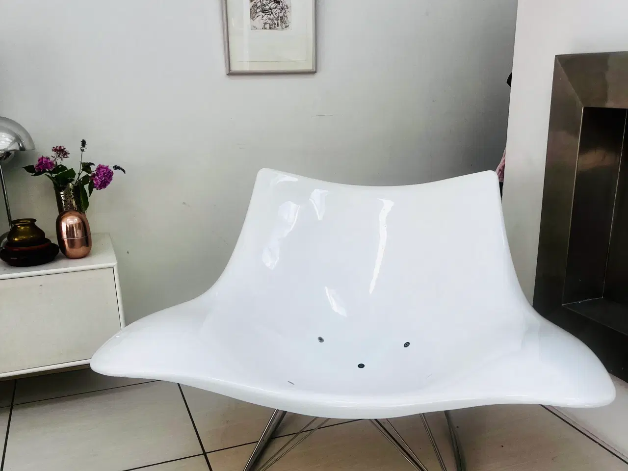 Billede 2 - Stingray stol i hvid evt. med skind 
