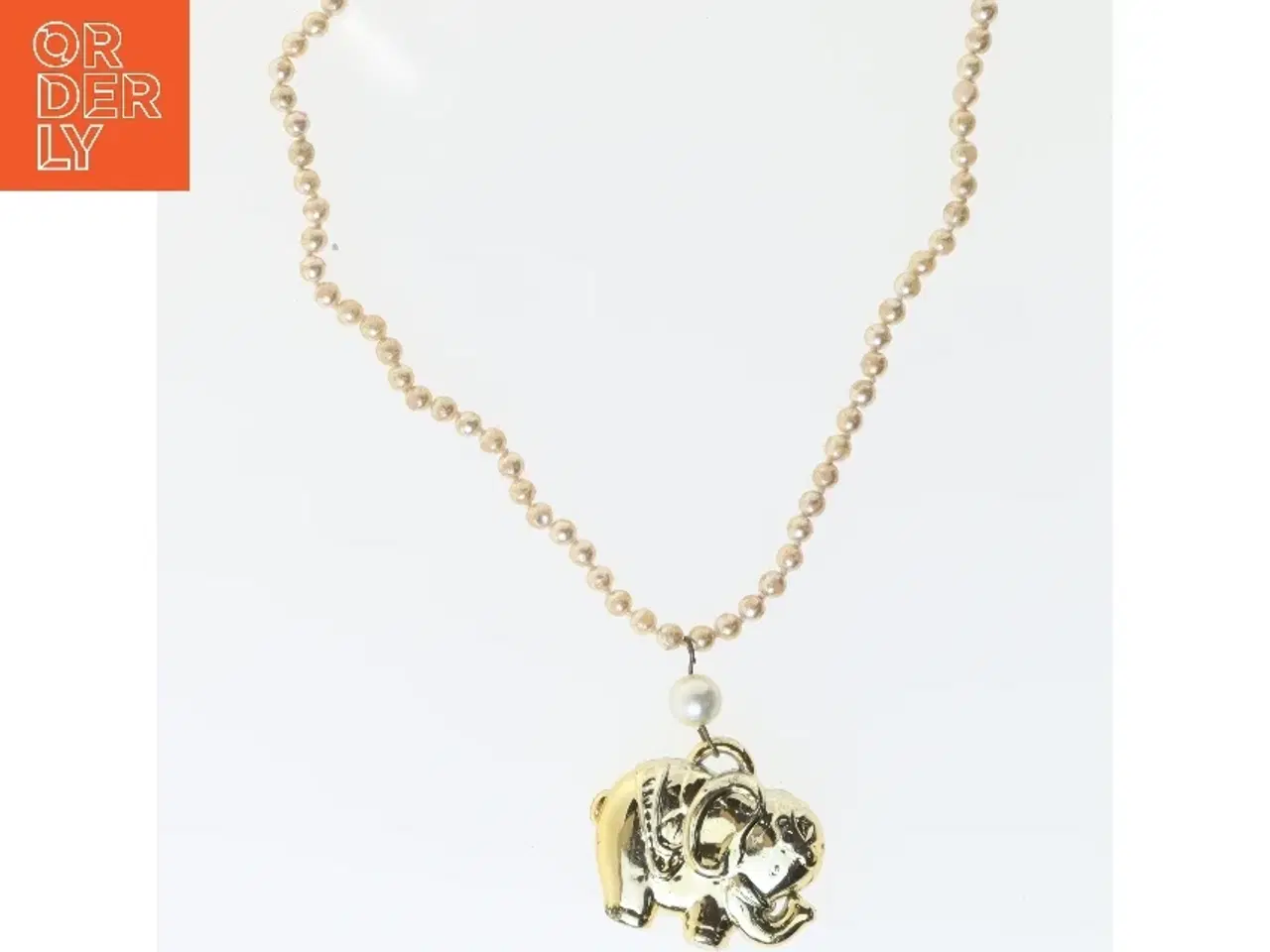Billede 1 - NyvPerlekæde med elefantvedhæng (str. 92 cm)