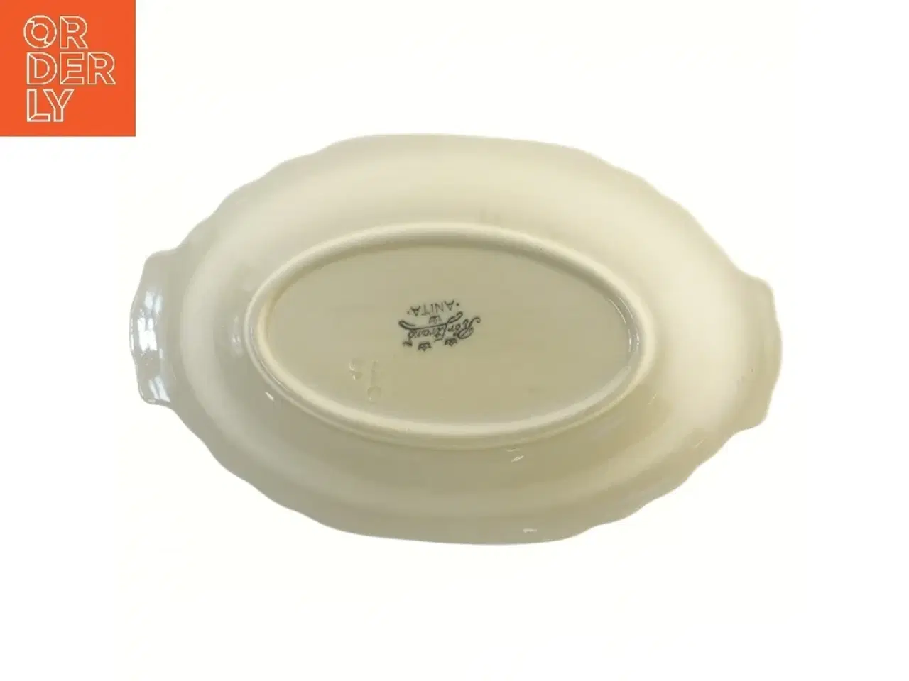 Billede 2 - Keramik/porcelæn fad, Rørstrand med blomstermotiv (str. 23x14 cm)