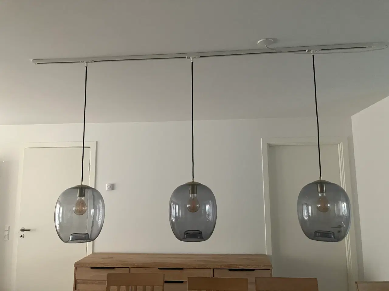 Billede 1 - Lampe sæt i røgfavet glas