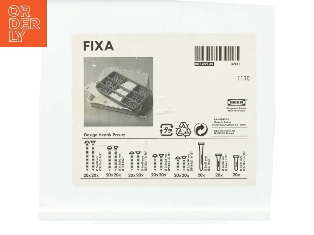 Billede 2 - Skruer og rawlplugs sæt i opbevaringsboks fra Ikea (str. 27,5 x 17,5 cm)