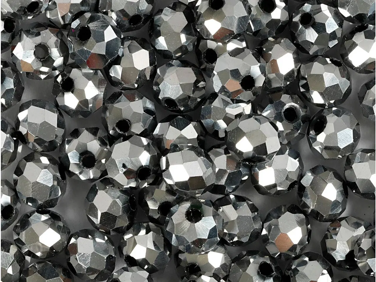 Billede 1 - Facetperler, str. 5x6 mm, hulstr. 1 mm, metallic grå, 100stk./ 1 pk.