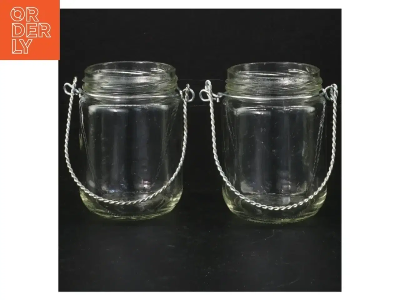 Billede 1 - Glas lanterner med håndtag (str. 9 cm. 2 styk)