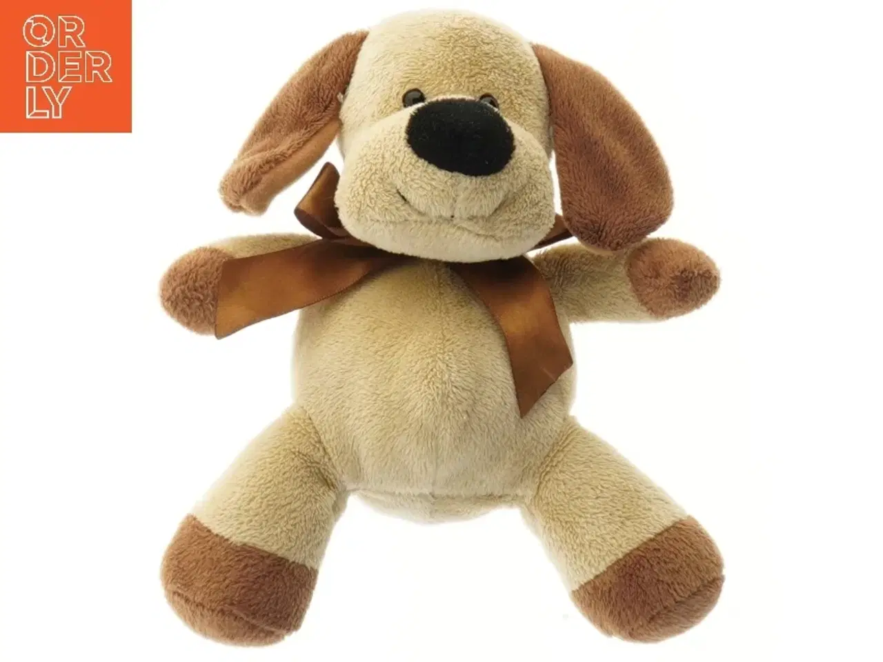 Billede 1 - Bamseformet tøjdyr med brun sløjfe (str. 17 cm)