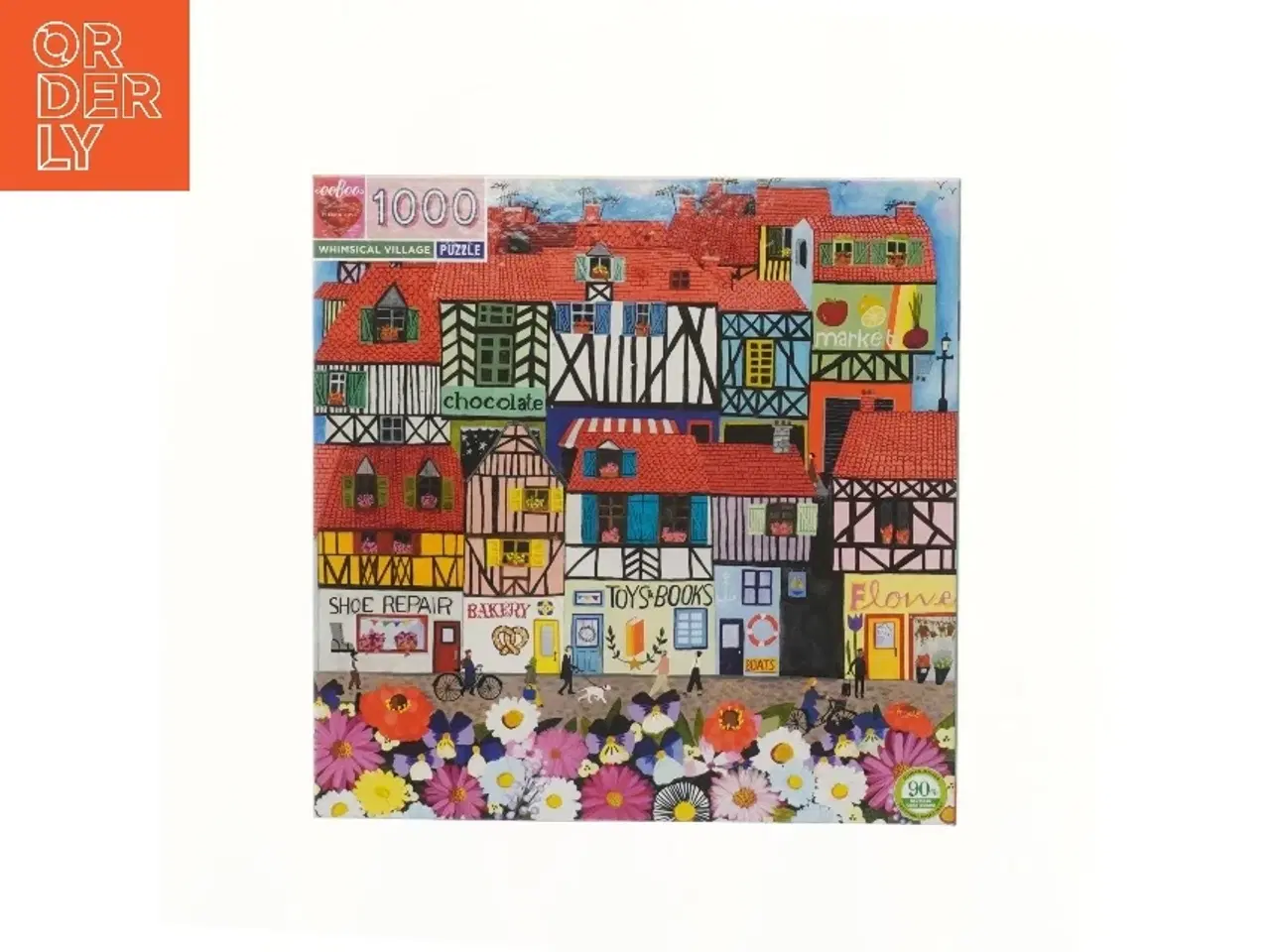 Billede 1 - Puslespil med motiv af landsby (str. 28x28 cm)