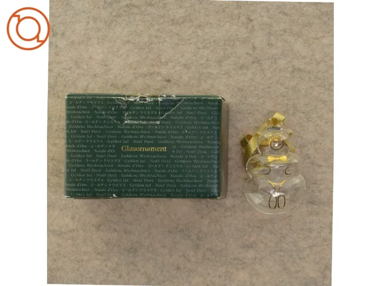 Billede 2 - Julepynt, smuk bamse i glas, golden christmas fra Holmegaard (str. 11 x 7 cm)