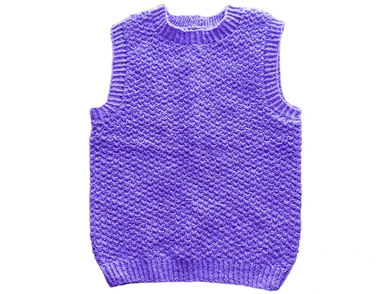 Billede 1 - Håndlavet strikket ærmeløs lilla sweater