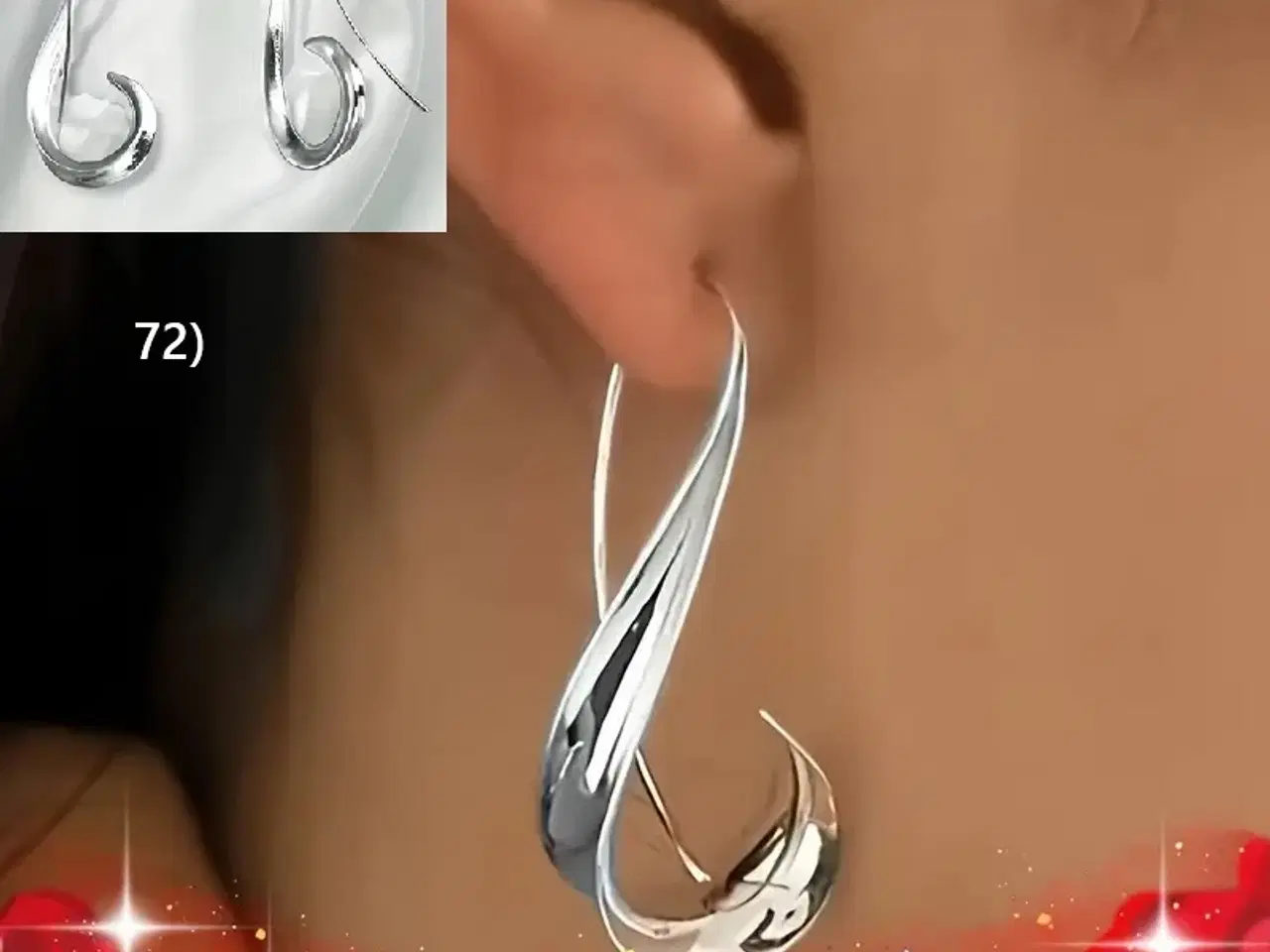 Billede 1 - * Sterlingsølv; Sterlingsølv; Elegante krog-ørerin