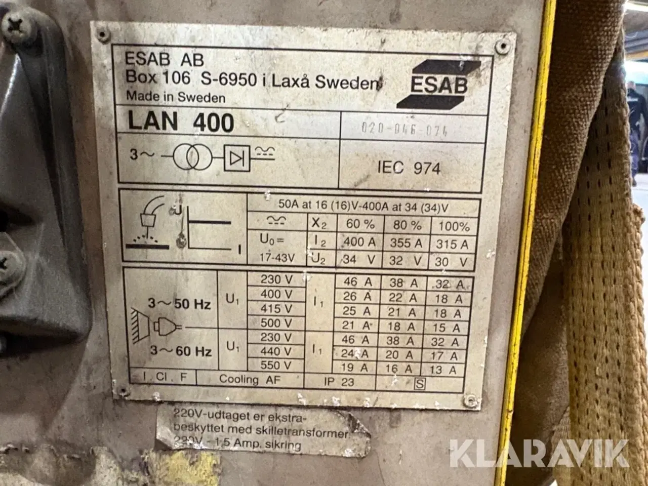 Billede 5 - Svejsemaskine Esab LAN 400 & A10 MEH 44