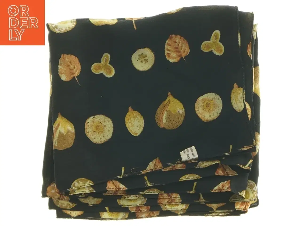 Billede 1 - Silke Tørklæde med bladmotiv (str. 35x38 cm)