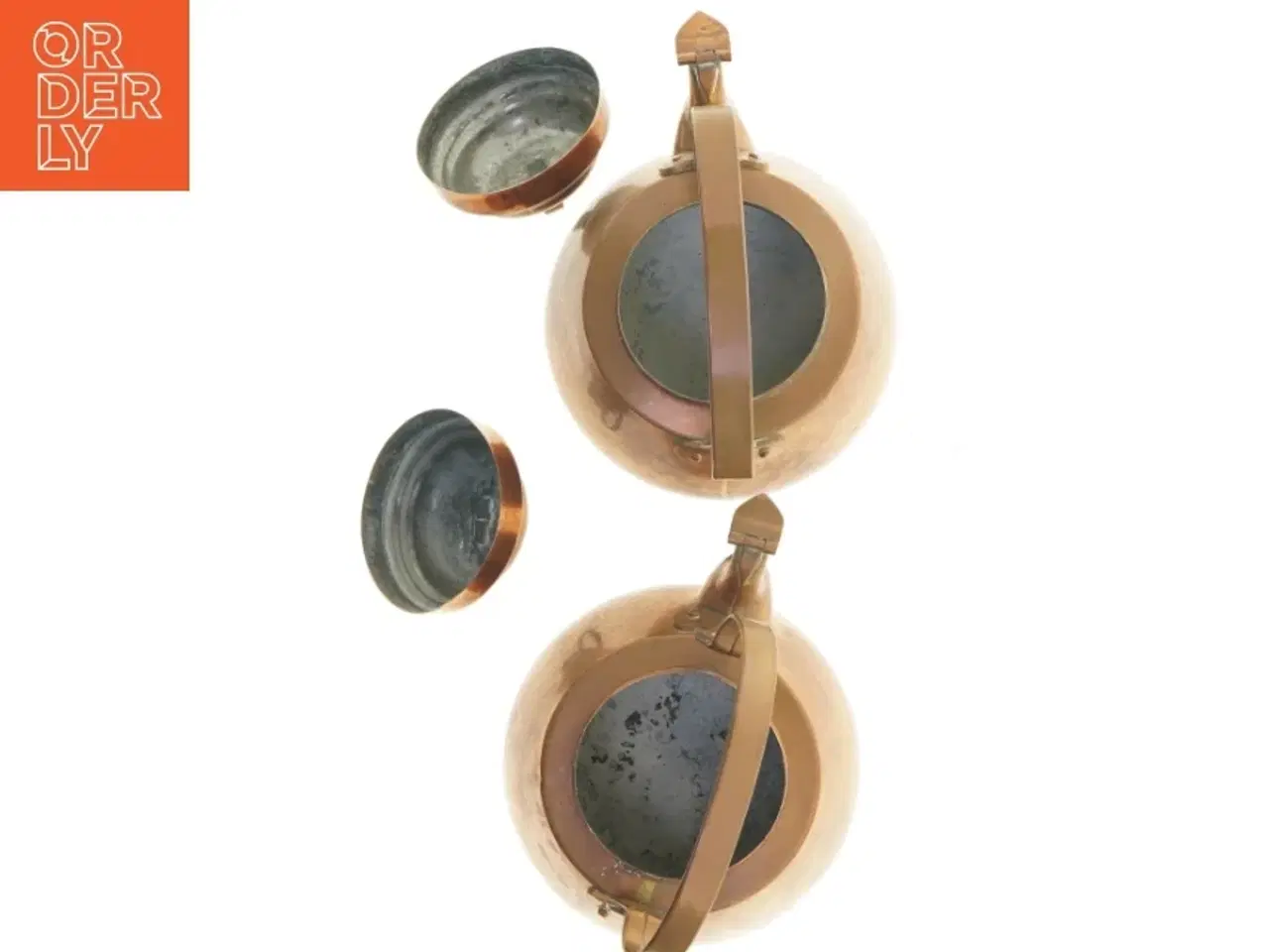 Billede 5 - Antik kobbertekedel, 2 stk (str. 19 x 19 x 15 cm)