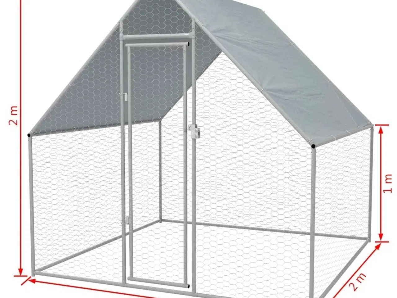 Billede 5 - Udendørs hønsebur galvaniseret stål 2 x 2 x 1,92 m