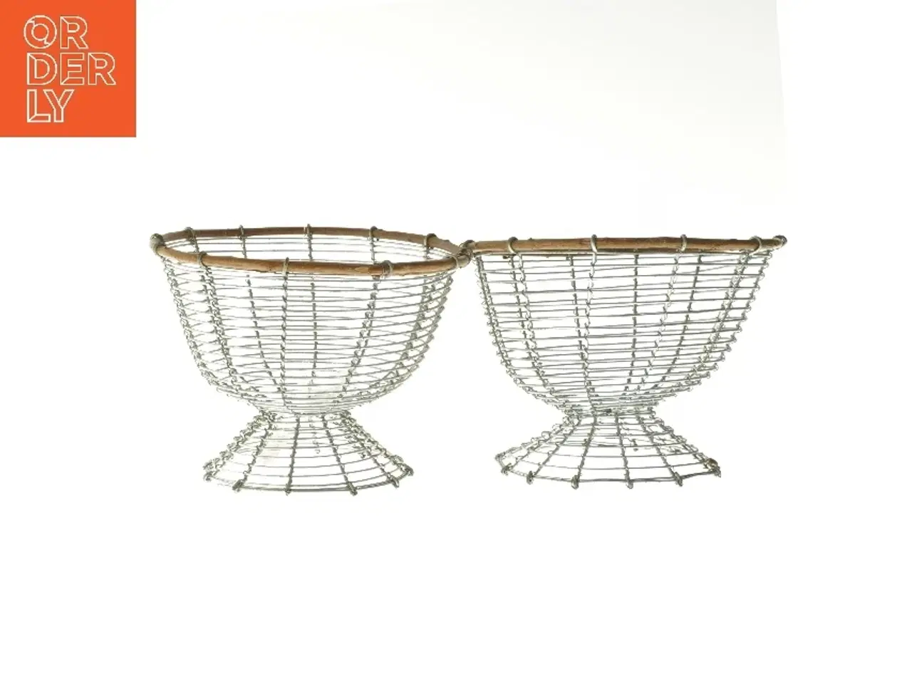 Billede 1 - Trådkurve med trækant, 2 stk (str. 2 stk Ø 19,5 cm)