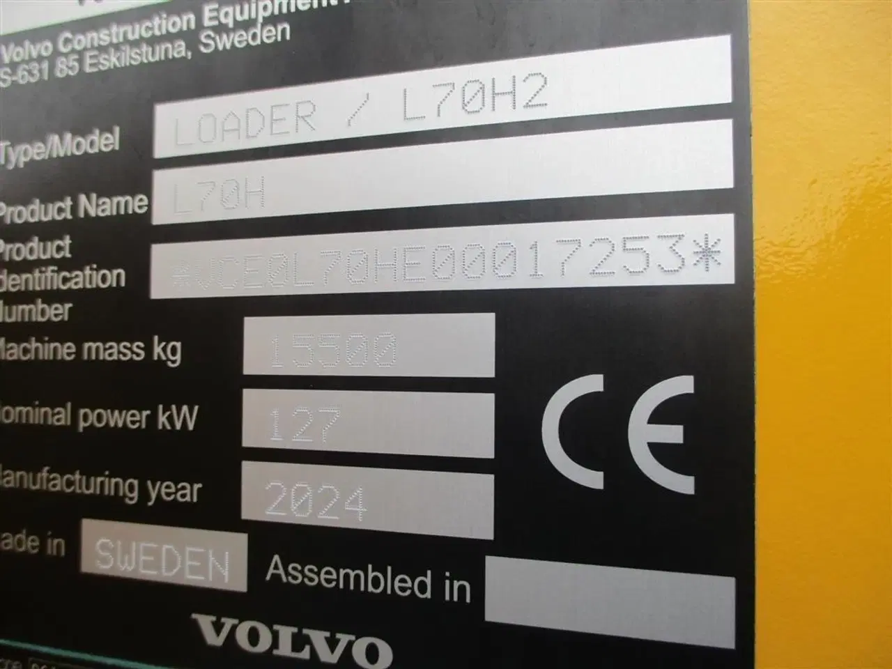 Billede 2 - Volvo L 70 H H2 BEMÆRK MED GARANTI FRA VOLVO FREM TIL DEN 26.11.2026. AGRICULTURE DK-maskine med lang arm, Co-Pilot & med 750mm Michelin MEGA X BIB hjul.