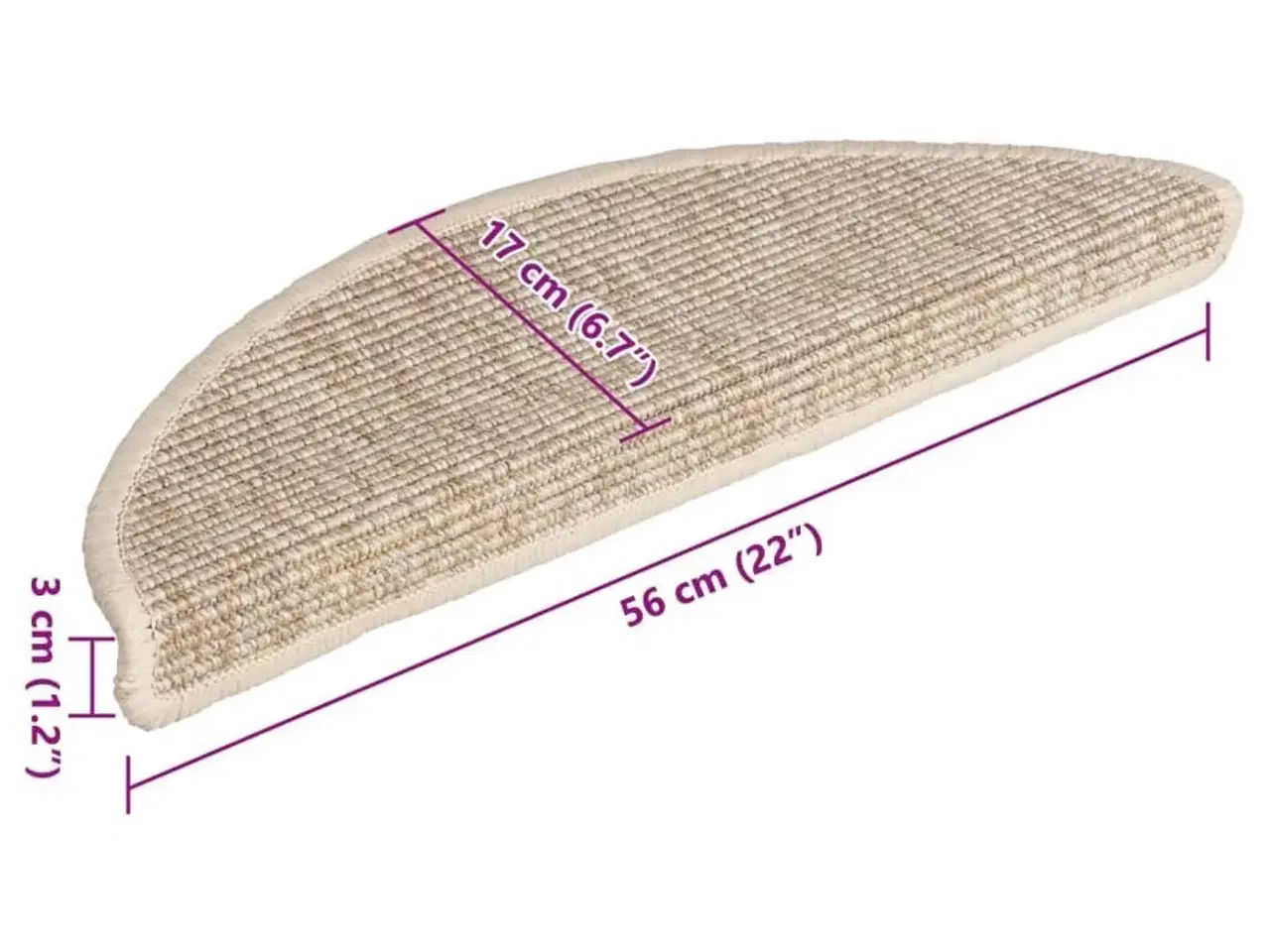Billede 8 - Trappemåtter 15 stk. 56x17x3 cm lys beige halvrunde